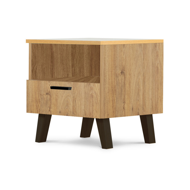 Corrigan Studio Oakcrest 1 Drawer Solid Wood Nightstand in Oak